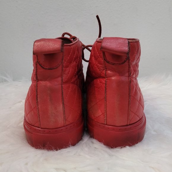 DEL TORO RED LEATHER QUILTED HIGH TOP CHUKKA SNEAKER US MENS 12 HIGH TOP - Picture 7 of 14